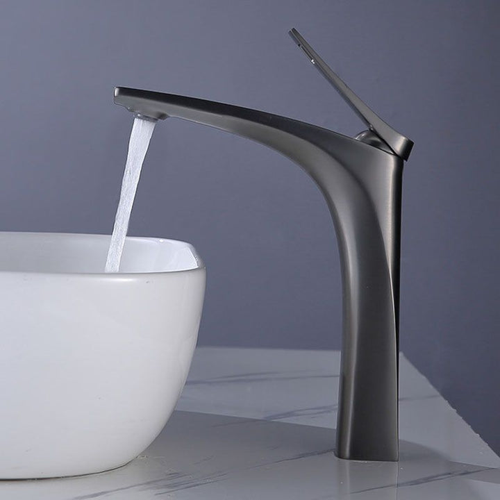 BowLift | Modern Vessel Faucet Brass Lever Handles Low Arc with Water Hose Bathroom Vessel Faucet