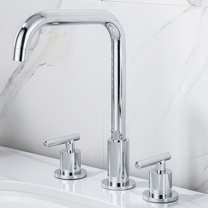 BowLift | Modern 2-Handle Bathroom Sink Faucet 3-Hole Widespread Bathroom Faucet
