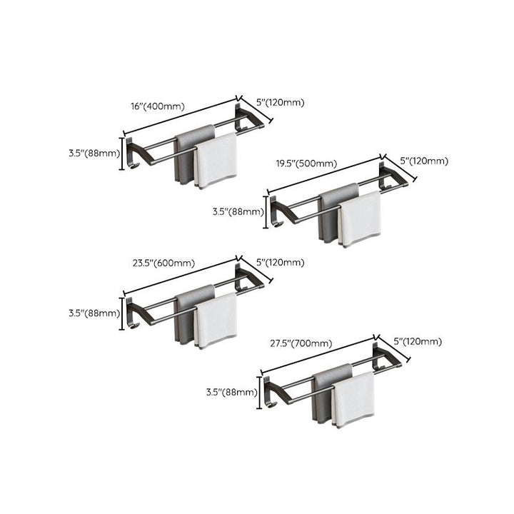 BowLift | Contemporary Bathroom Accessory Set Matte Black Bathroom Set with Bathrobe Hooks/Towel Bar