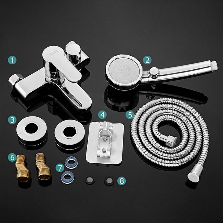 BowLift | Single Lever Bath Mixer 2 Holes Wall Mounted Hand Shower Low Arc Tub Filler