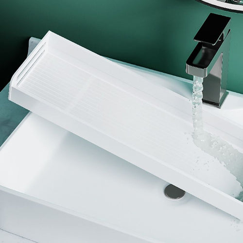 BowLift | 2-piece modern bathroom accessory set White rectangular bath shelf