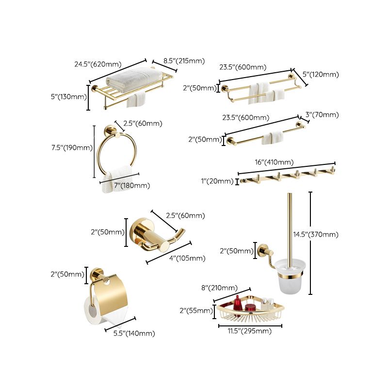 BowLift | 4 Pieces Traditional Bathroom Accessory Set Brass Bathroom Set in Matte Gold