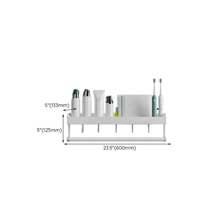 BowLift | 2-piece modern bathroom accessory set White rectangular bath shelf