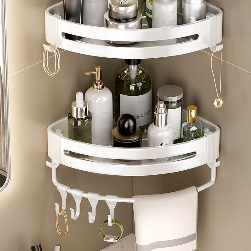 BowLift | Modern white finish bathroom shelf rectangular & triangular bathroom hardware set