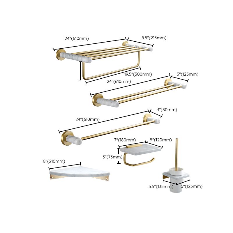BowLift | 7-piece bathroom accessory set marble and metal bathroom hardware