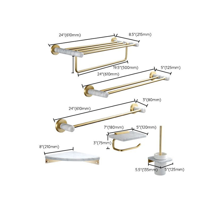 BowLift | 7-piece bathroom accessory set marble and metal bathroom hardware