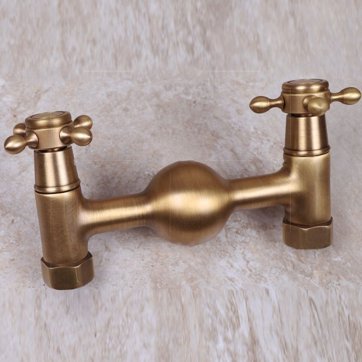BowLift | Vintage Bathtub Faucet Two Cross Handle Faucet Solid Copper Wall Mounted Faucet