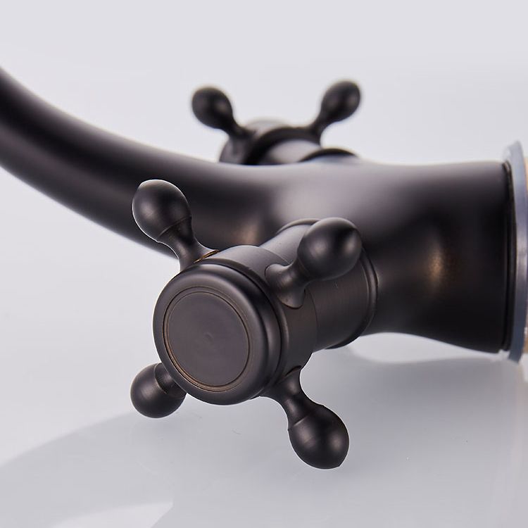 BowLift | Glam Vanity Sink Faucet Brass Cross Handles Low Arc Basin Faucet