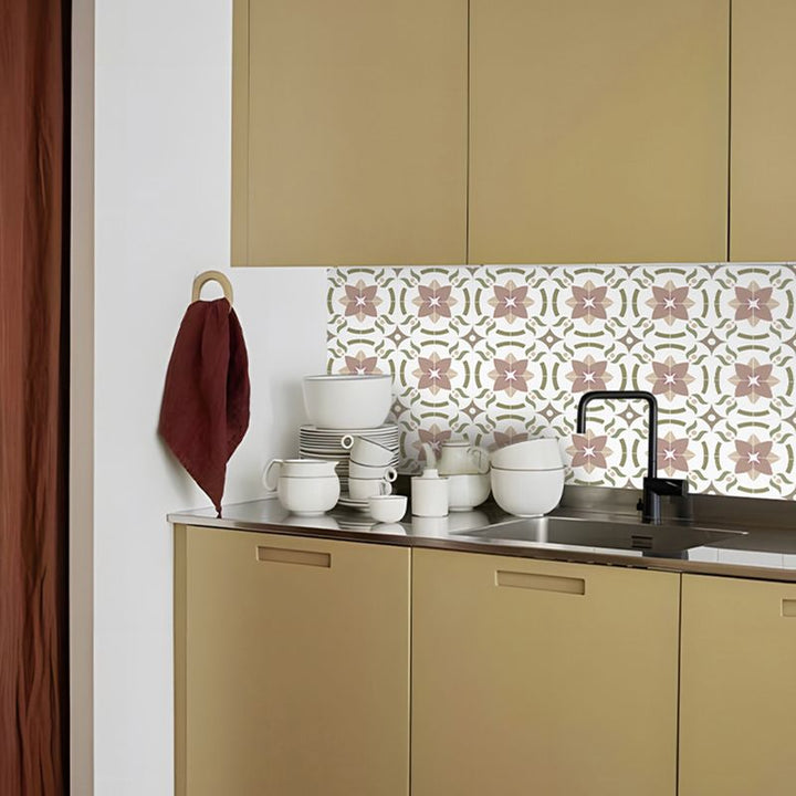 BowLift | Beige Tone Peel & Stick Tile Square Pattern Print Single Tile