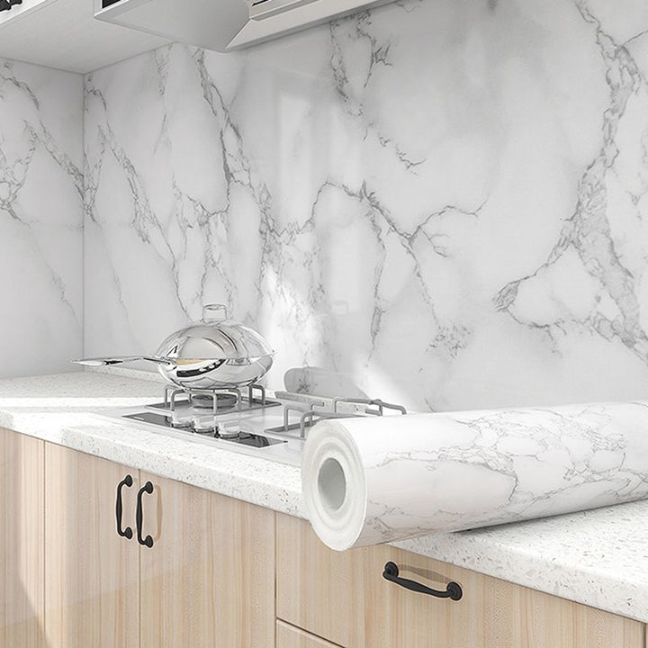 BowLift | Modern Splash Guard Tile Waterproof Marble Print Peel and Stick Tile for the Kitchen