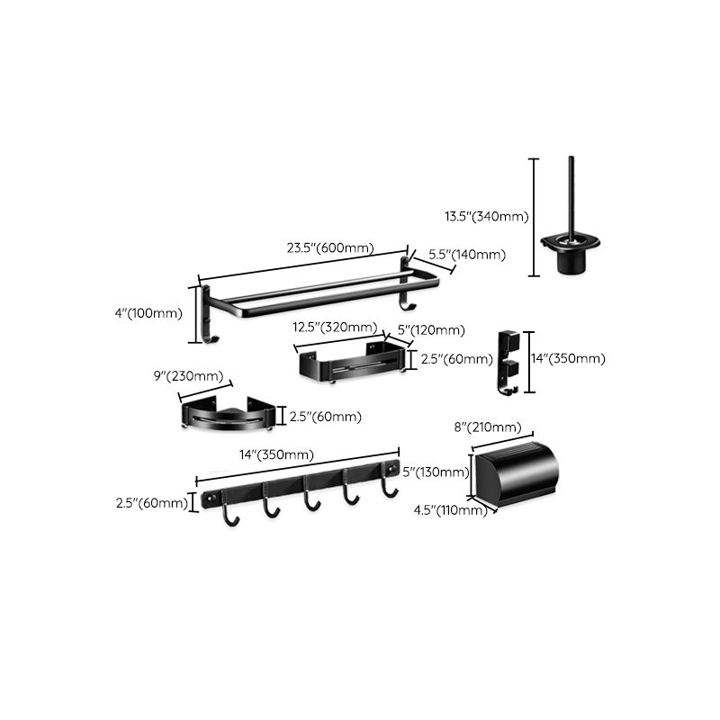 BowLift | Modern Aluminum Bathroom Hardware Set Black Bathroom Accessory Set
