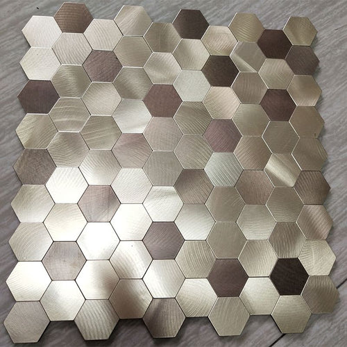 BowLift | Hexagonal Mosaic Tiles Metal Peel and Stick Tiles for Kitchen and Bathroom, 11.8