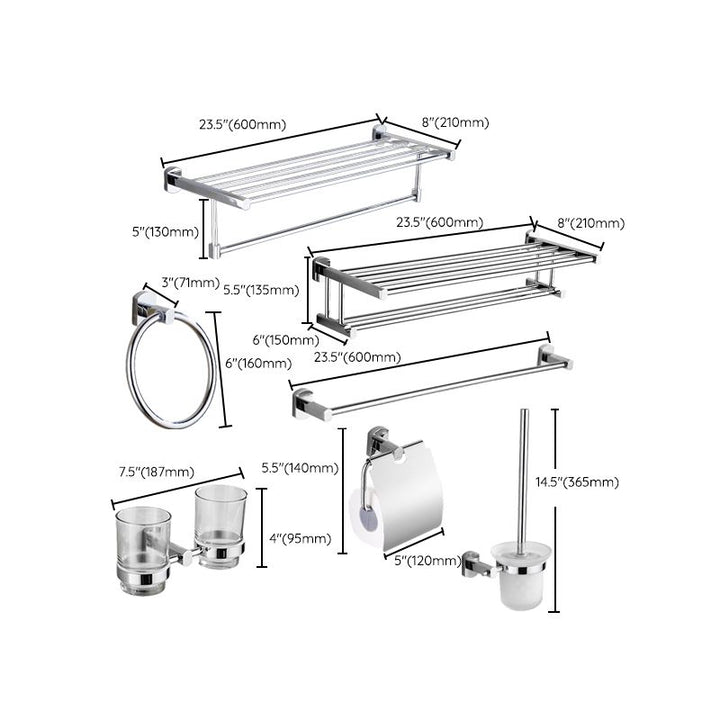 BowLift | Contemporary Bathroom Accessories Hardware Set in Silver Metal