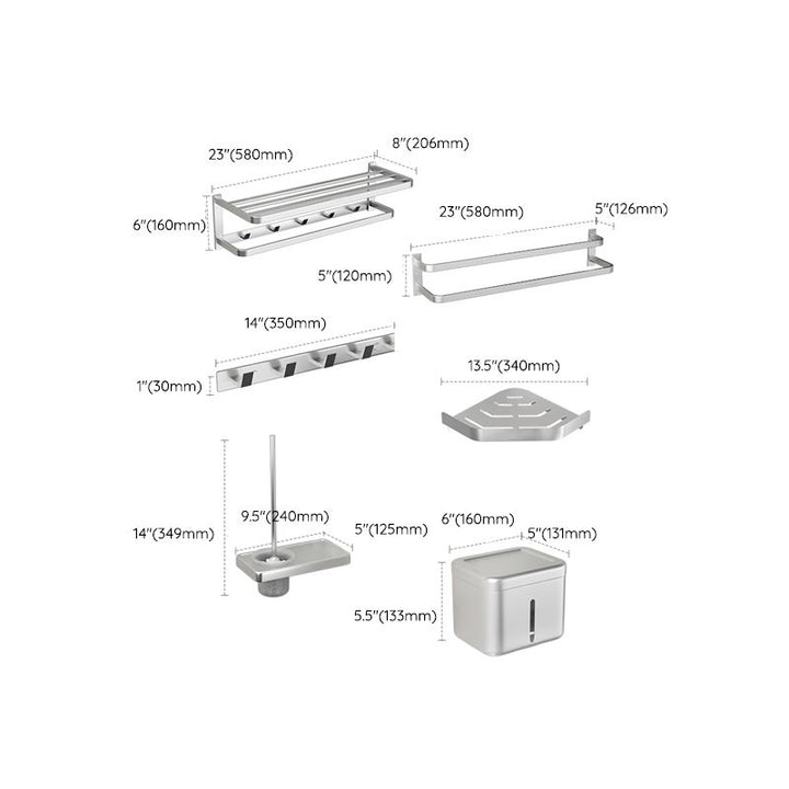 BowLift | Modern Bathroom Accessories Set Silver Bathroom Shelf Towel Holder Bathroom Accessories Kit