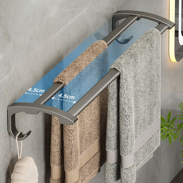 BowLift | Modern Gray Bathroom Accessories Set Aluminum Stainless Steel Bathroom Shelf/Towel Hooks/Towel Bar