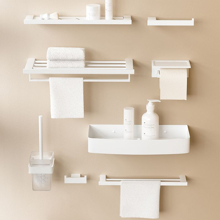 BowLift | Modern White Bathroom Accessory Set Stainless Steel Bath Hardware Set