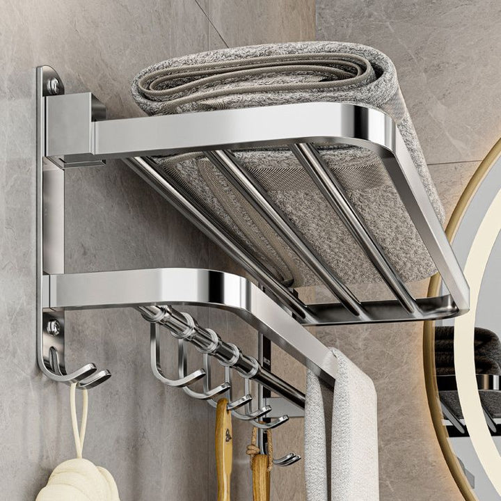 BowLift | Contemporary bathroom accessory set made of chrome-plated stainless steel with bathrobe hooks/towel rail