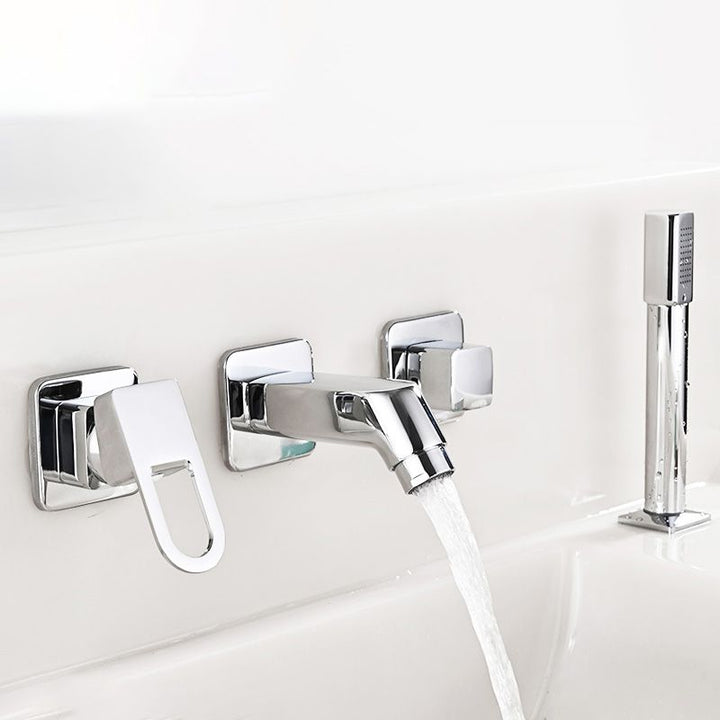 BowLift | Wall Mounted Faucet Brass Lever Handle Bathroom Faucet Hand Shower