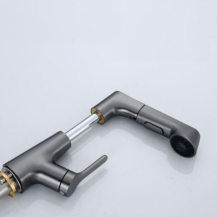 BowLift | Modern Vessel Sink Faucet Copper Single Handle Pull Down Low Arc Vessel Faucet