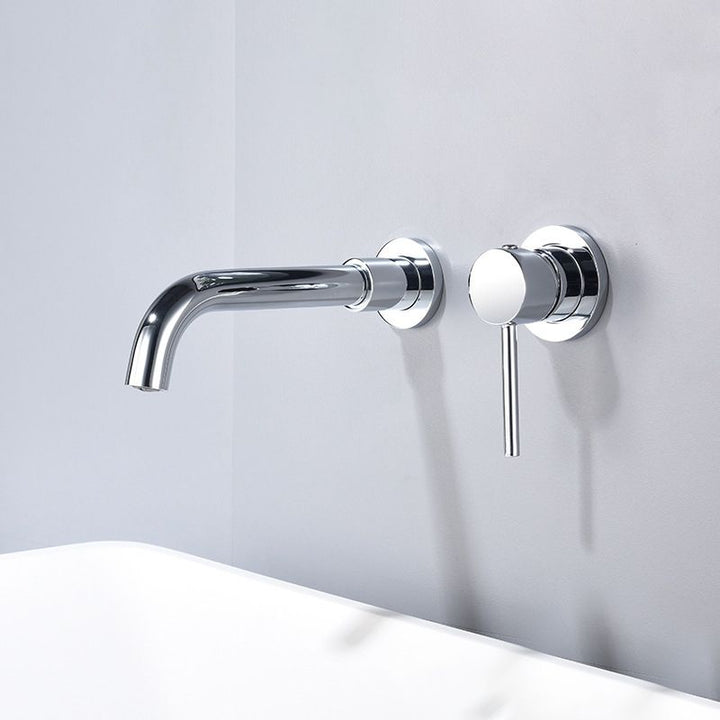 BowLift | Round Single Handle Bathroom Faucet 2-Hole Wall Mounted Bathroom Faucet with Swivel Head