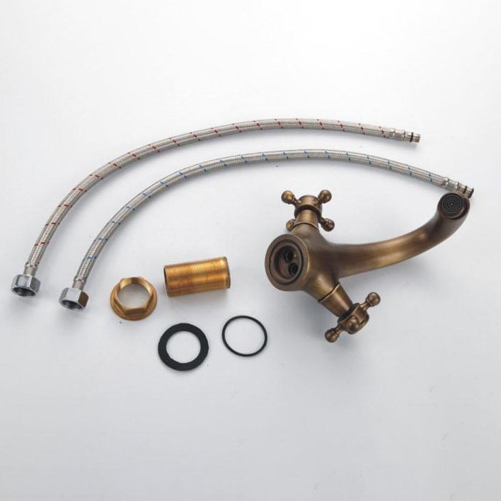 BowLift | Industrial Wide-Spread Bathroom Faucet with Dual Cross Handles – Brass Construction