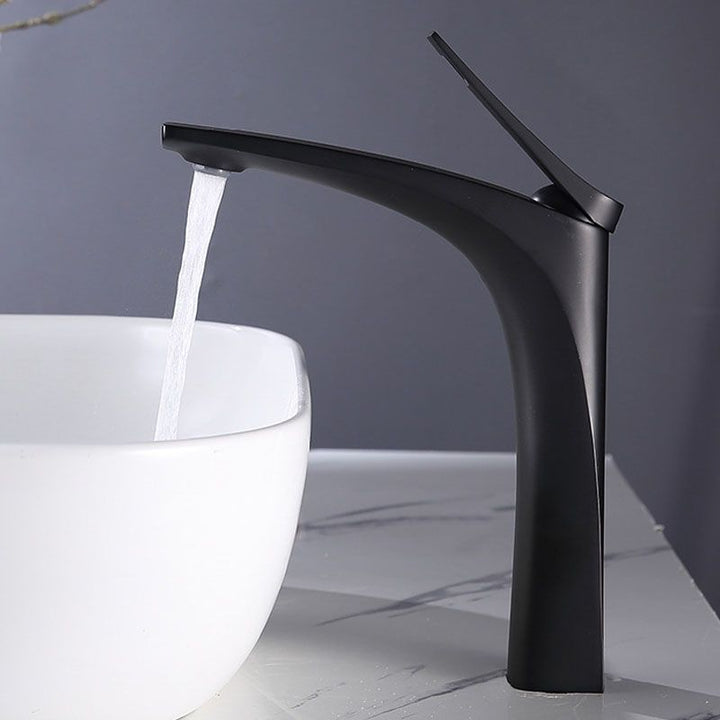 BowLift | Modern Vessel Faucet Brass Lever Handles Low Arc with Water Hose Bathroom Vessel Faucet