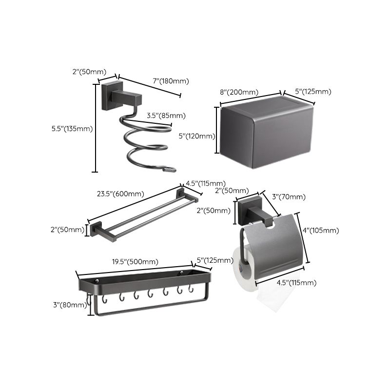 BowLift | Contemporary bathroom accessories single piece or in a set made of gray metal