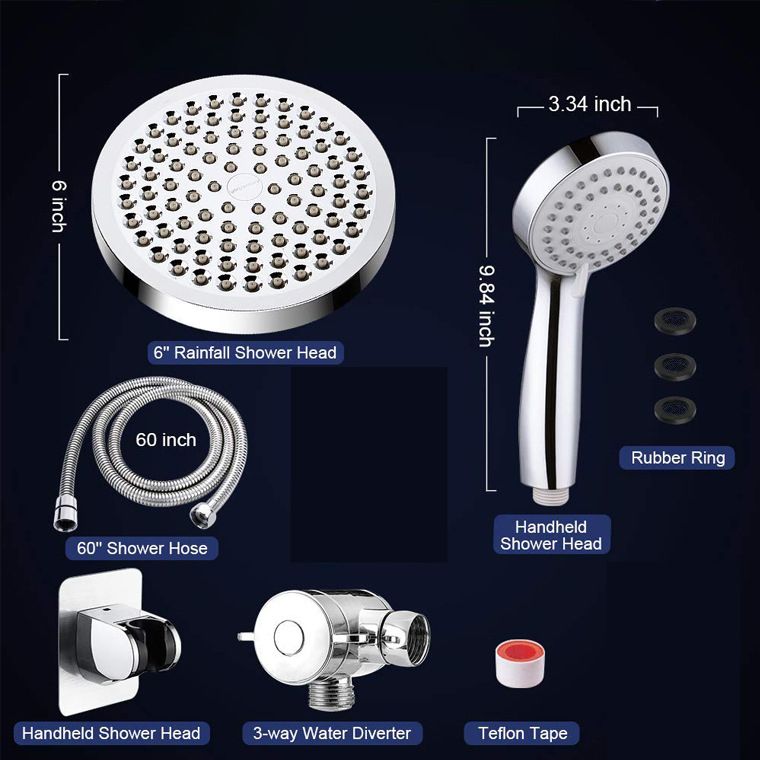 BowLift | Modern Dual Shower Head Square High Arc Shower Head Combination in Silver