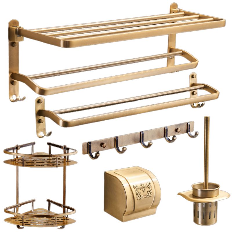 BowLift | Vintage Bronze Bathroom Accessories Set Brushed Brass Towel Rail/Paper Holder/Bath Shelf
