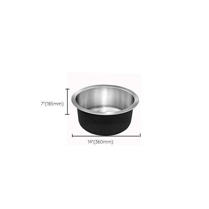BowLift | Contemporary Single Basin Kitchen Sink Round Stainless Steel Sink with Drain Strainer Set