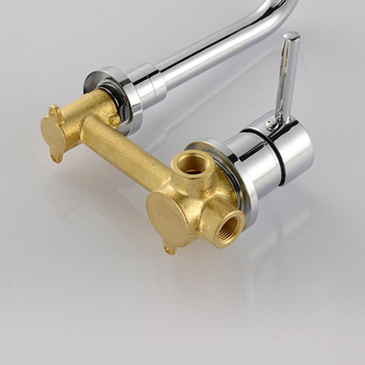 BowLift | Industrial Wall-Mounted Bathroom Faucet 2-Hole Swivel Spout Basin Faucet