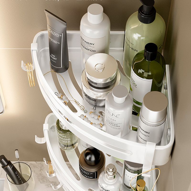 BowLift | Modern white finish bathroom shelf rectangular & triangular bathroom hardware set