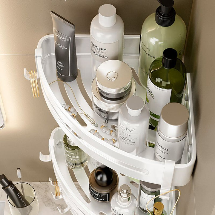 BowLift | Modern white finish bathroom shelf rectangular & triangular bathroom hardware set