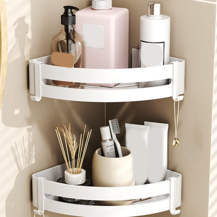 BowLift | Modern style bathroom accessory set with bath shelf/towel holder/toilet brush in white