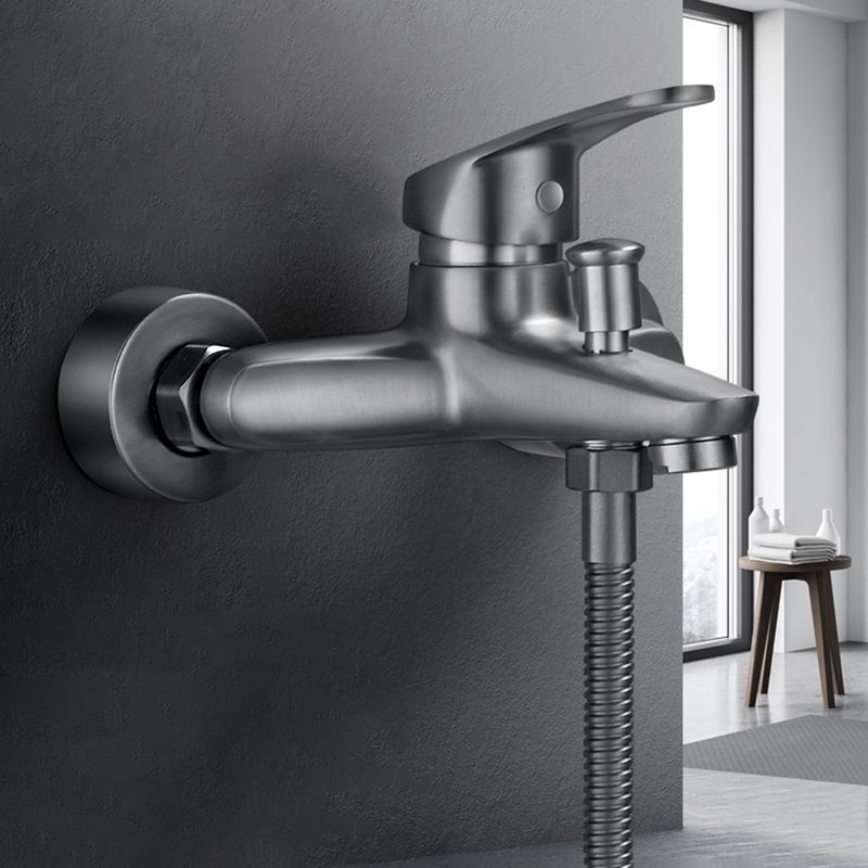 BowLift | Bathtub filler wall mount hand shower single lever handle 2 holes low arc bathtub faucet with hose
