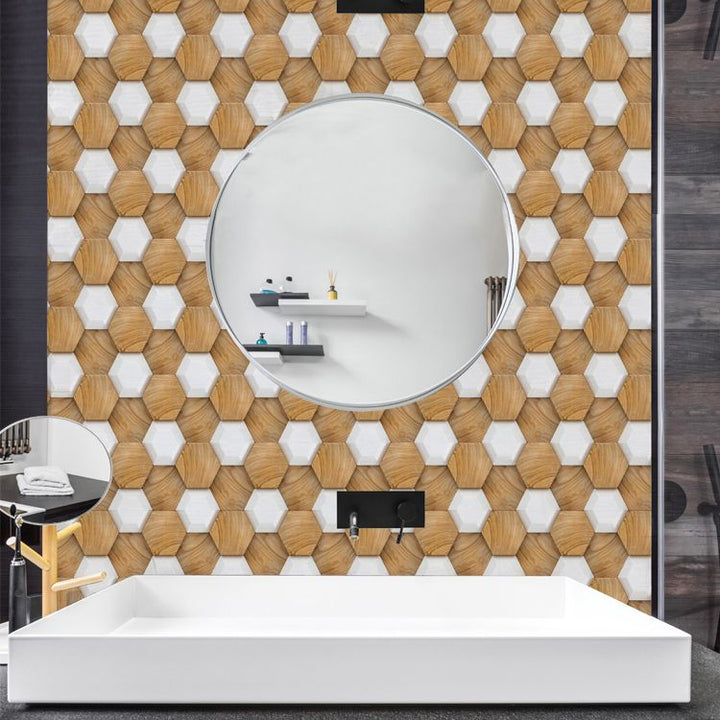 BowLift | Hexagonal Tile - Peel & Stick Plastic Stain Resistant Peel and Stick Mosaic Tile 5-Pack