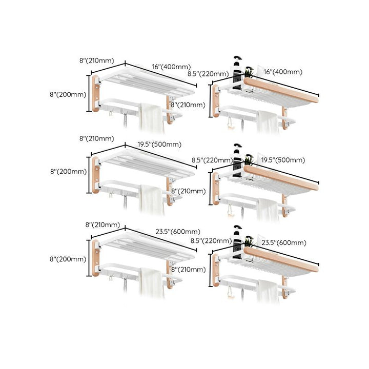 BowLift | White 7-piece bathroom accessory set wood and metal bath set