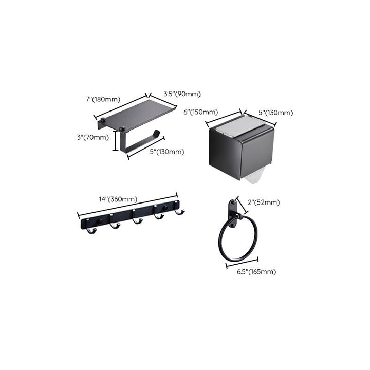 BowLift | Modern Bathroom Accessories Set Black Towel Bar Paper Holder Bathroom Accessories Kit
