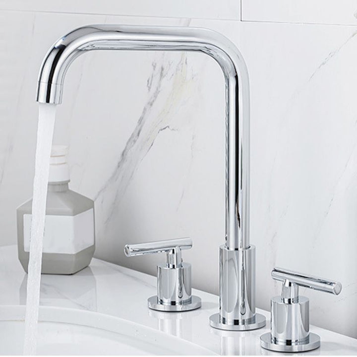 BowLift | Modern 2-Handle Bathroom Sink Faucet 3-Hole Widespread Bathroom Faucet