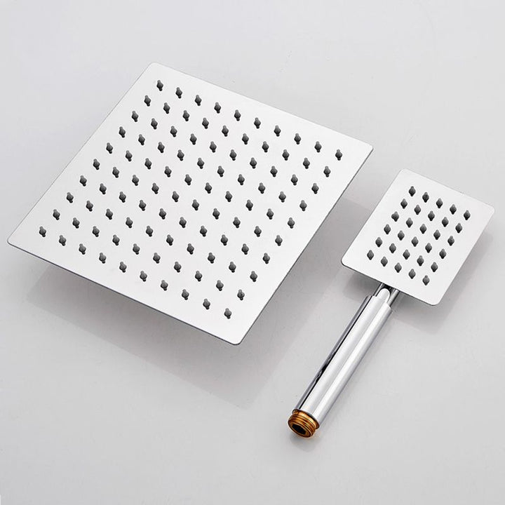 BowLift | Silver Square Double Shower Head Modern Water Filtration Wall Mounted Shower Head