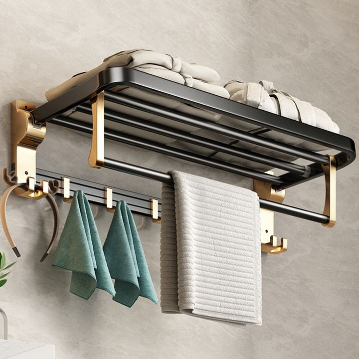 BowLift | Modernism Bathroom Accessories Hardware Set Black & Gold Bathroom Shelf/Towel Bar
