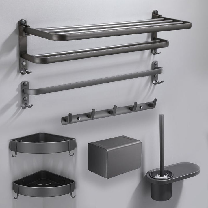 BowLift | Modern Bathroom Fixture Set Towel Bar Gray Bathroom Shelf Bathroom Set
