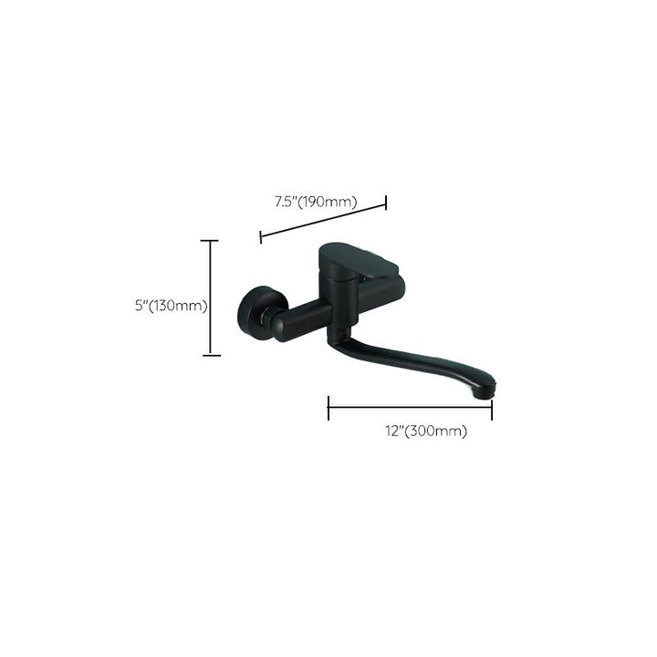 BowLift | Low-Arc Bathtub Filler Black Lever Wall-Mounted Copper Bathtub Filler