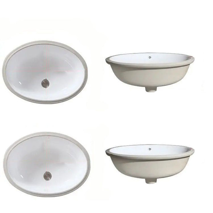 BowLift | Modern Under-Mount Sink Oval Porcelain with Pop-Up Drain Sink