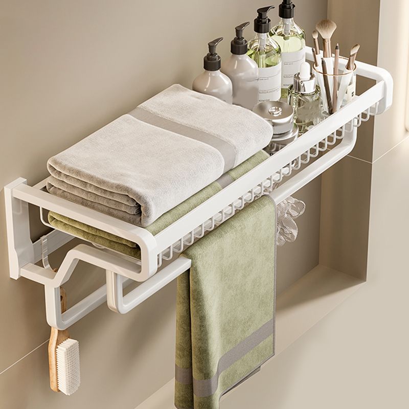 BowLift | Contemporary bathroom accessory set made of matte stainless steel-aluminum with bathrobe hook/bath shelf
