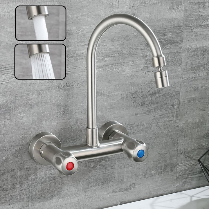 BowLift | Round 2-Handle Bathroom Faucet Single Hole Wall Mounted Bathroom Faucet