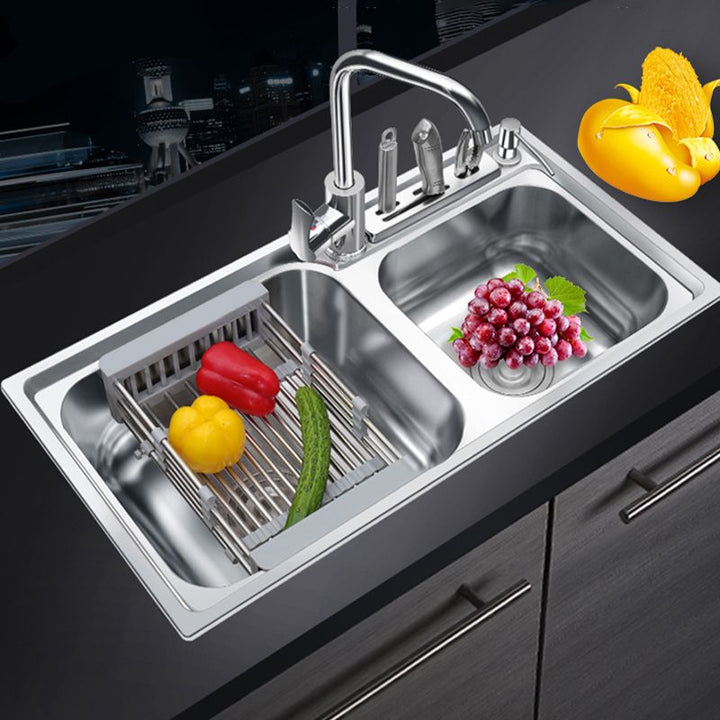 BowLift | Modern Style Kitchen Sink Stainless Steel 2 Holes Top Mount Kitchen Sink