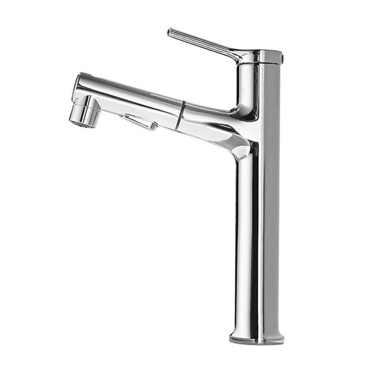 BowLift | Modern Style Extendable Vessel Faucet Single Handle Low Arc Copper Vessel Faucet