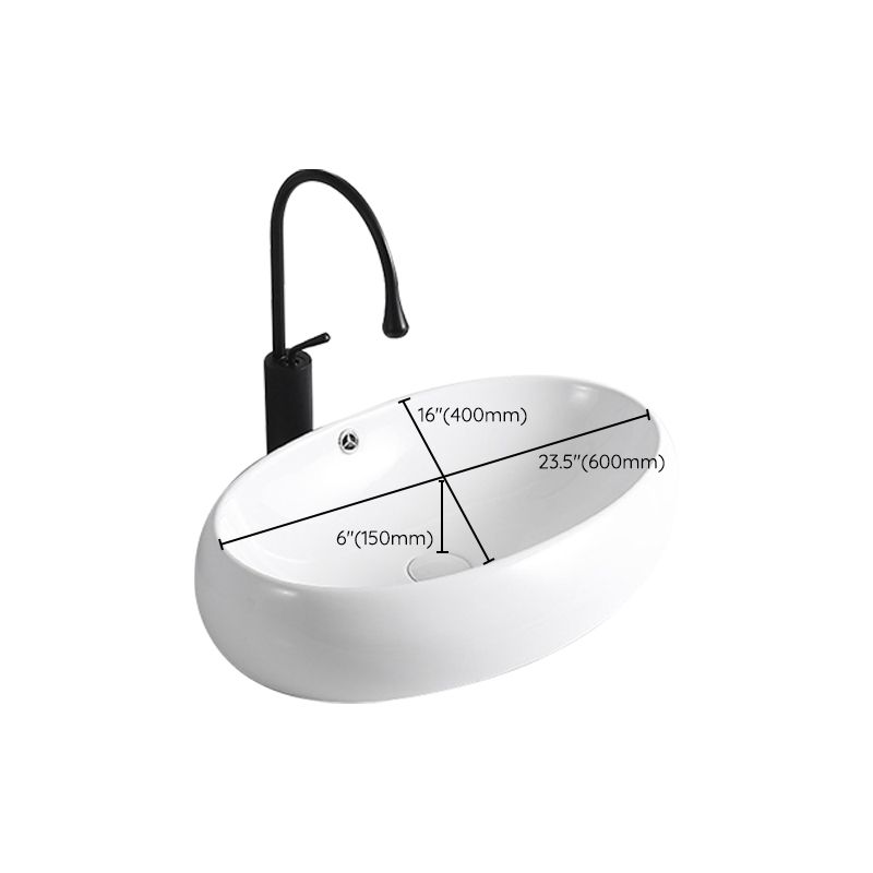 BowLift | Modern Vessel Sink Porcelain Rectangular Vessel Sink (Not Including Faucet)