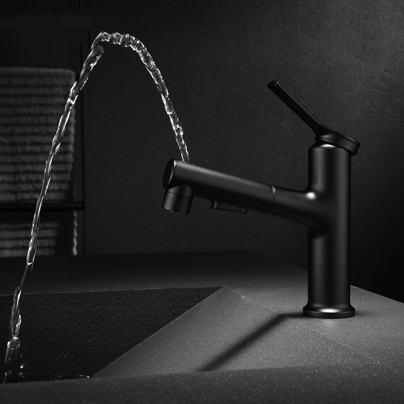 BowLift | Modern Sink Faucet Copper Single Handle Low Arc Pull-Out Sink Faucet